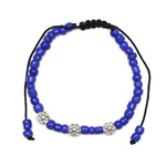 Shamballa Kinderarmband mit blauen Glasperlen und Blumenperlen im tibetischen Stil