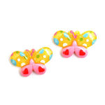 Yellow and pink spotty butterfly clip-on earrings