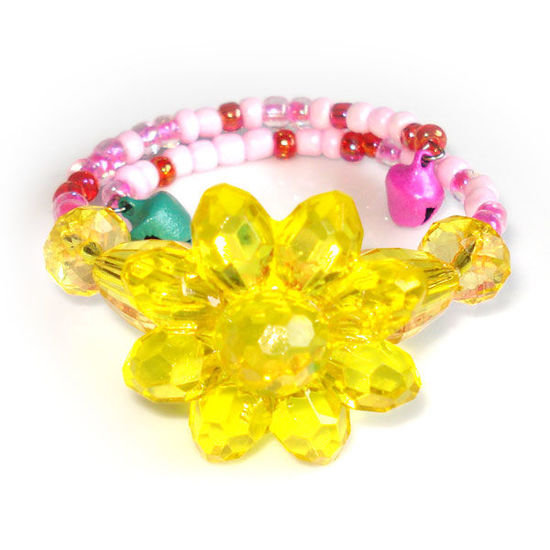 Yellow flower with pink and red beads children bracelet