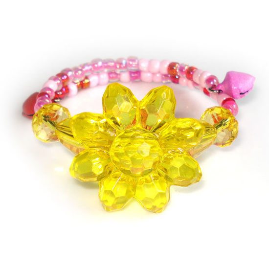 Yellow flower with pink beads children bracelet