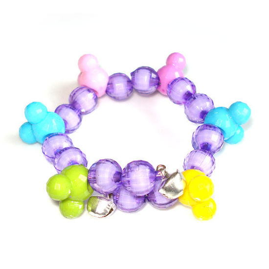Transparent purple bead with multi-coloured Mickey Mouse shape children bracelet