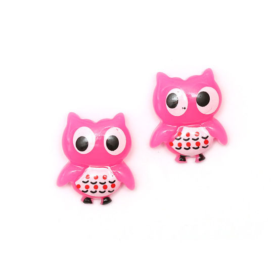 Pink owl clip-on earrings