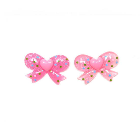Pink Bows with Blue Dots