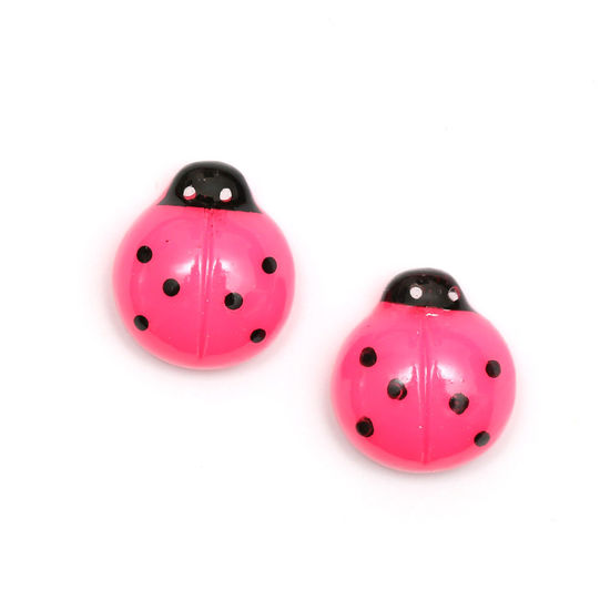 Pink ladybug clip-on earrings