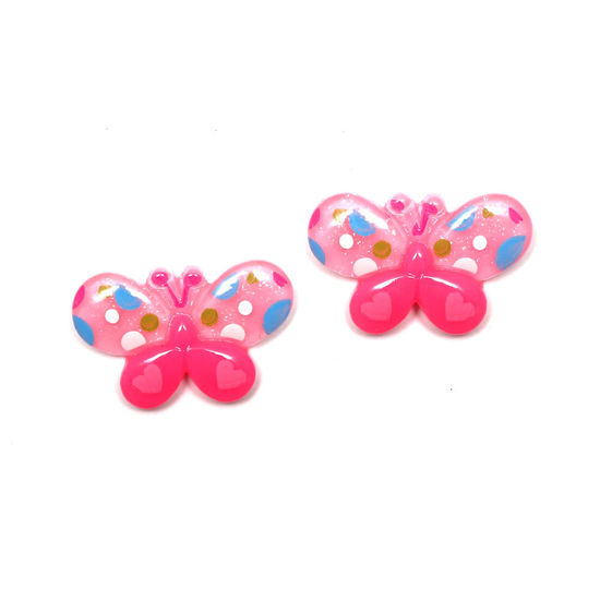 Pink spotty butterfly clip-on earrings