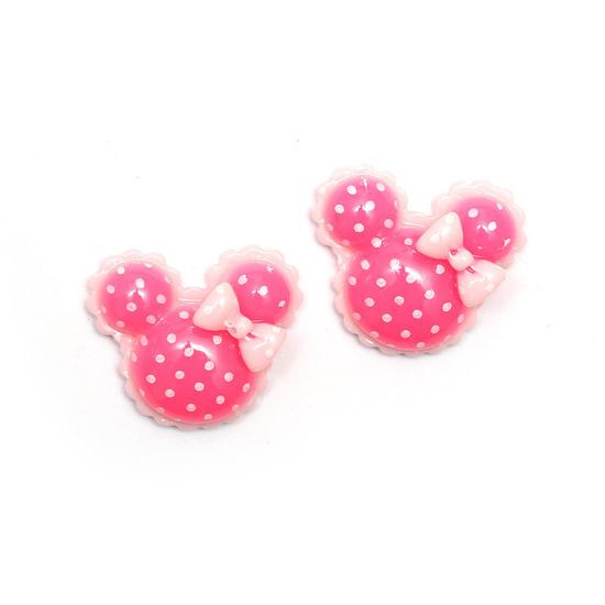 Pink polka dot mouse shape clip-on earrings