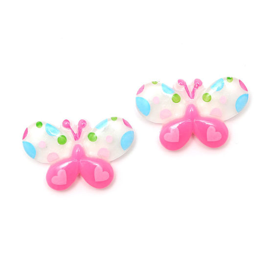 White and pink spotty butterfly clip-on earrings