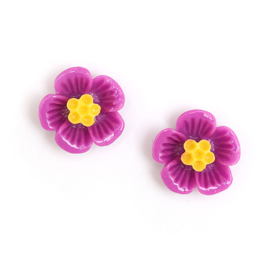 Violet flower clip-on earrings