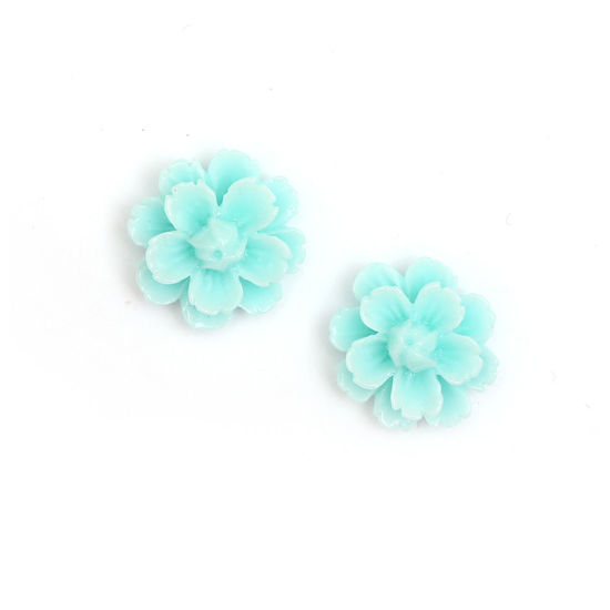 Pale turquoise carnation flower clip-on earrings