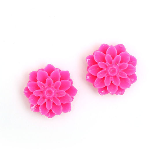 Deep pink dahlia flower clip-on earrings