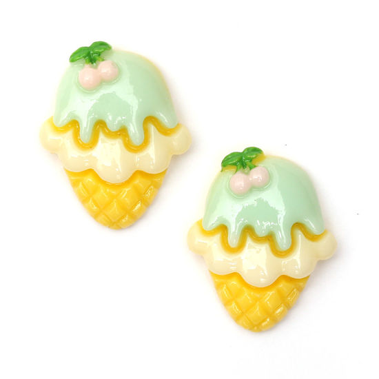 Yellow and green ice cream with gold-tone clip earrings