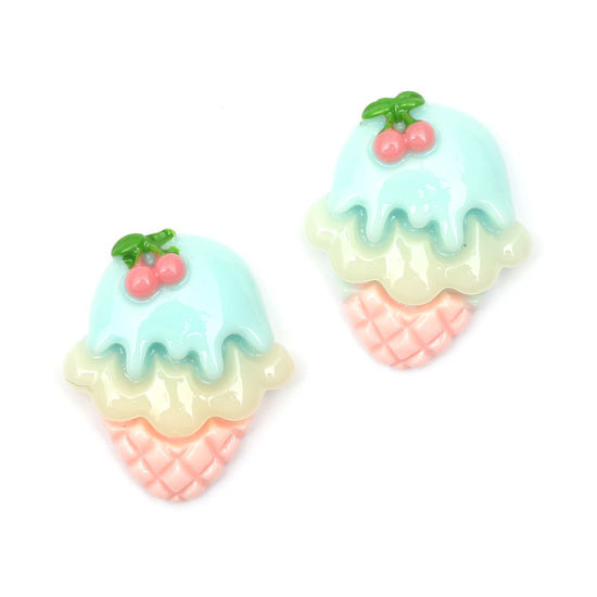Pink and blue ice cream with gold-tone clip earrings