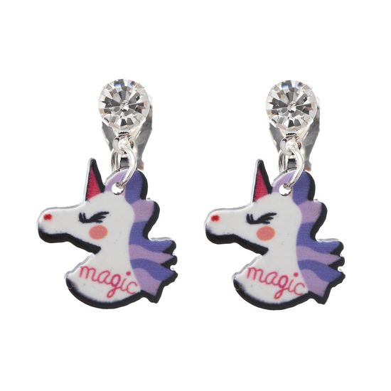 White Magic Unicorn Drop Clip On Earrings