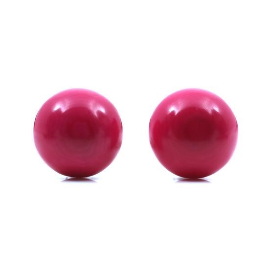 Fuchsia Round Dome Tagua Clip On Earrings