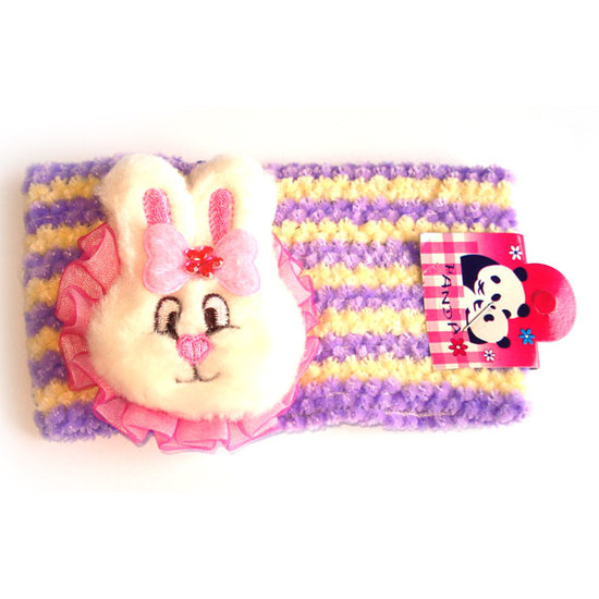 Bunny on purple and cream striped hairband