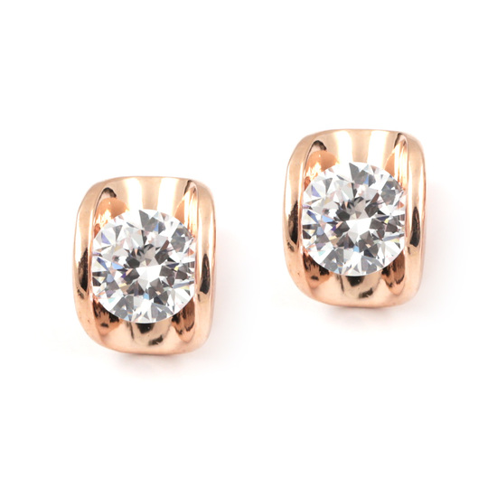 White Austrian crystal rose gold plated clip on earrings with gift box
