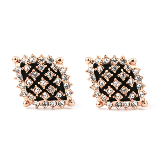 Austrian crystal gold plated diamond shaped clip on earrings with gift box