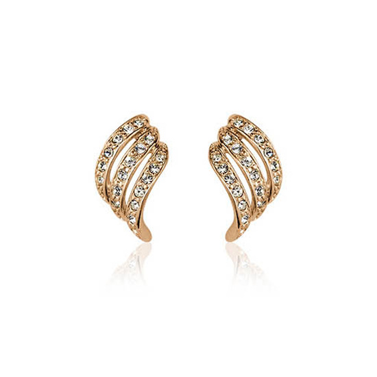  Austrian crystal gold plated wing inspired clip on earrings with gift box