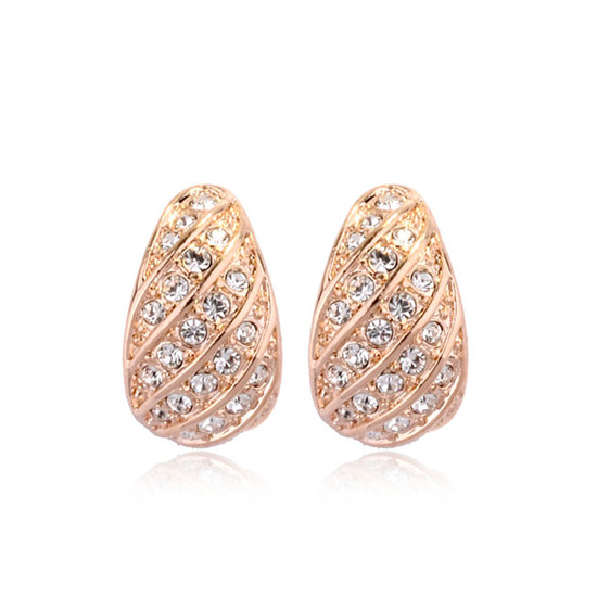 Austrian crystal gold plated stripped oval clip ons
