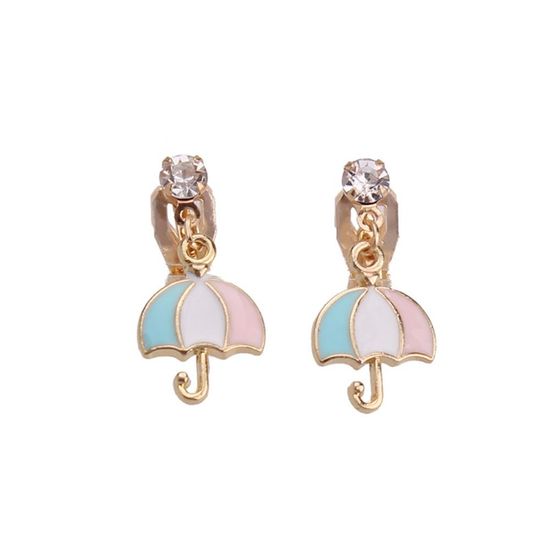 Colourful Umbrella Drop Clip On Earrings