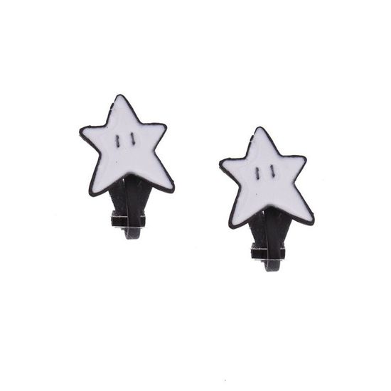 White Star Clip On Earrings