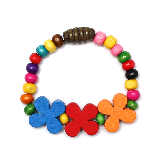 Colorful Wooden Beads Stretchy Bracelets for Kids