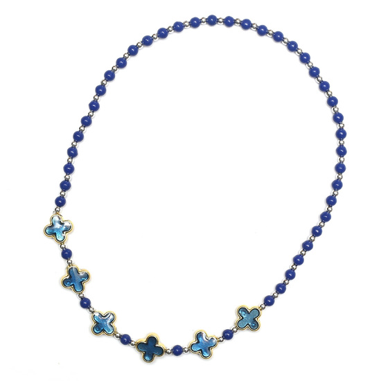 Marine Blue Acrylic  Stretch Necklace for Kids with Opaque Acrylic Beads