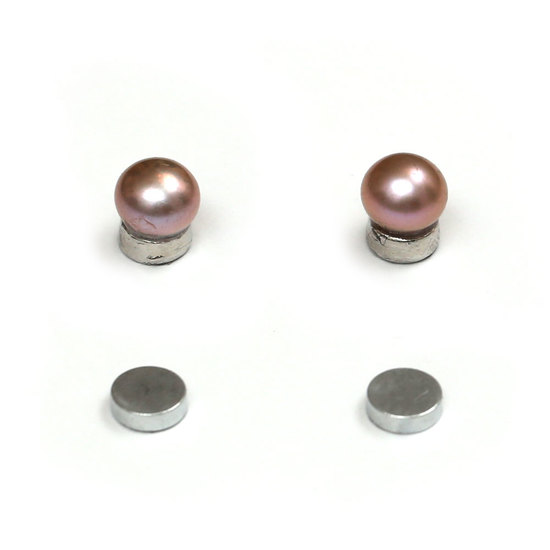 7 - 7.5 mm Lavender Purple AA Grade Freshwater Pearl Button Magnetic Earrings for Non-pierced Ears
