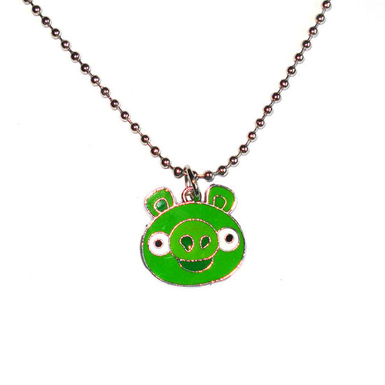 Green piggy pendant necklace