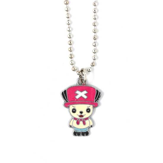 Bear in pink hat pendant necklace (Chain approx