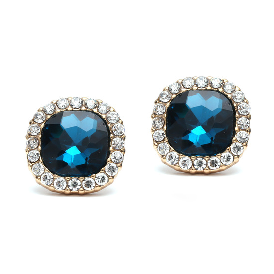 Blue faceted crystal diamante clip on earrings
