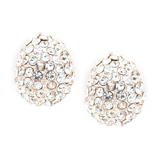Teardrop crystal pave diamante bridal clip on earrings