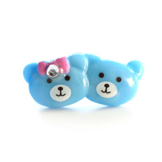 Adjustable ring with pair of blue bears