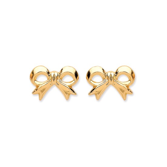 9ct Yellow Gold Bow Stud Earrings 