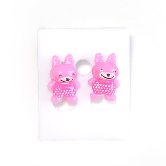 Lilac bunny stud earrings (Size: approx. 11 x 1
