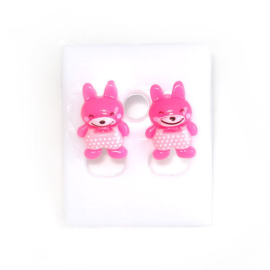 Pink bunny stud earrings (Size: approx. 11 x 15