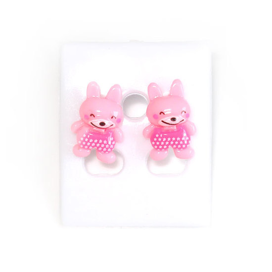 Baby pink bunny stud earrings (Size: approx. 11