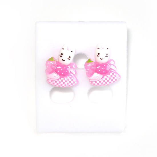 Bunny in lilac dress stud earrings (Size: appro
