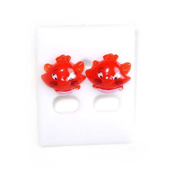 Red cat stud earrings (Size: approx. 15 x 12 mm
