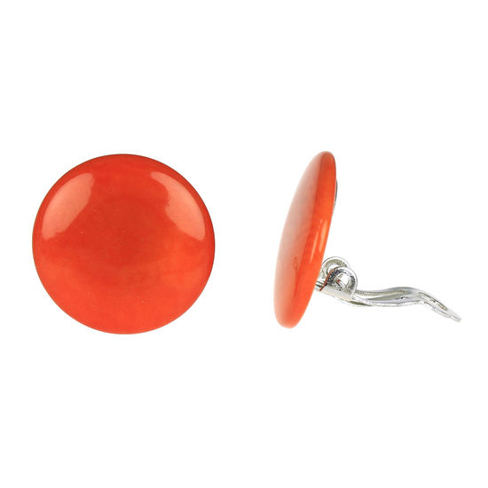 Orange Discs Tagua Clip-on Earrings, 20mm