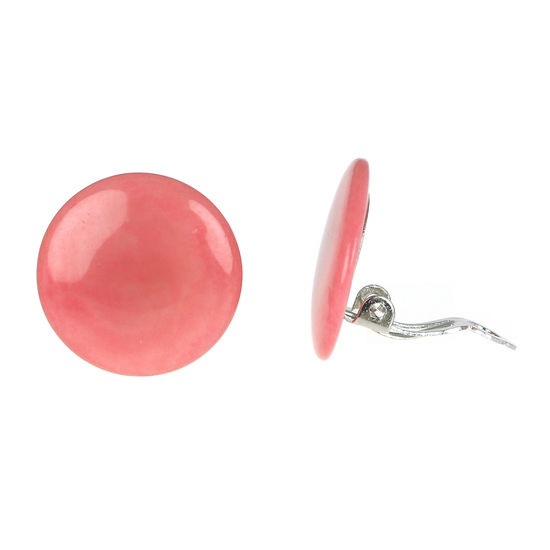 Pink Discs Tagua Clip-on Earrings, 20mm