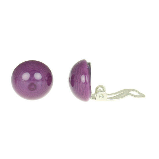 Purple Domes Tagua Clip-on Earrings, 14mm