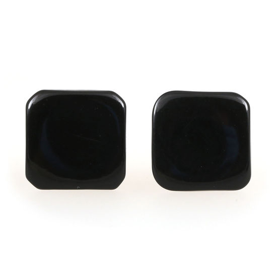 Black Squares Tagua Clip-on Earrings, 20mm