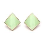 Green Enamel Curved Diamond Shaped Screw Back Clip-on Earrings